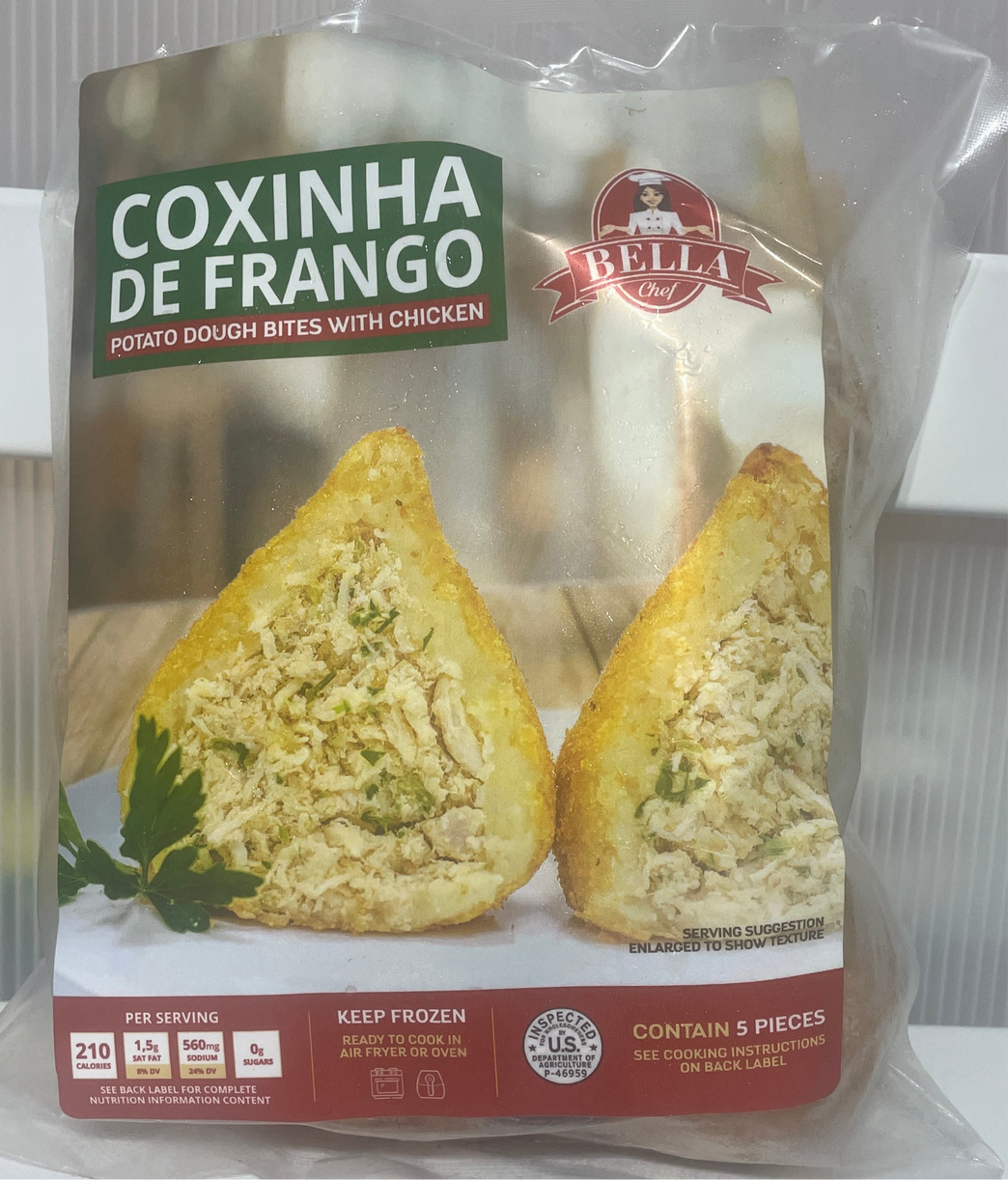 Coxinha de frango grande ,c 5 unidade