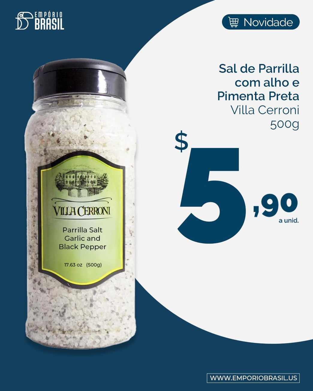 Sal grosso parrilla com alho e Pimenta preta 500g