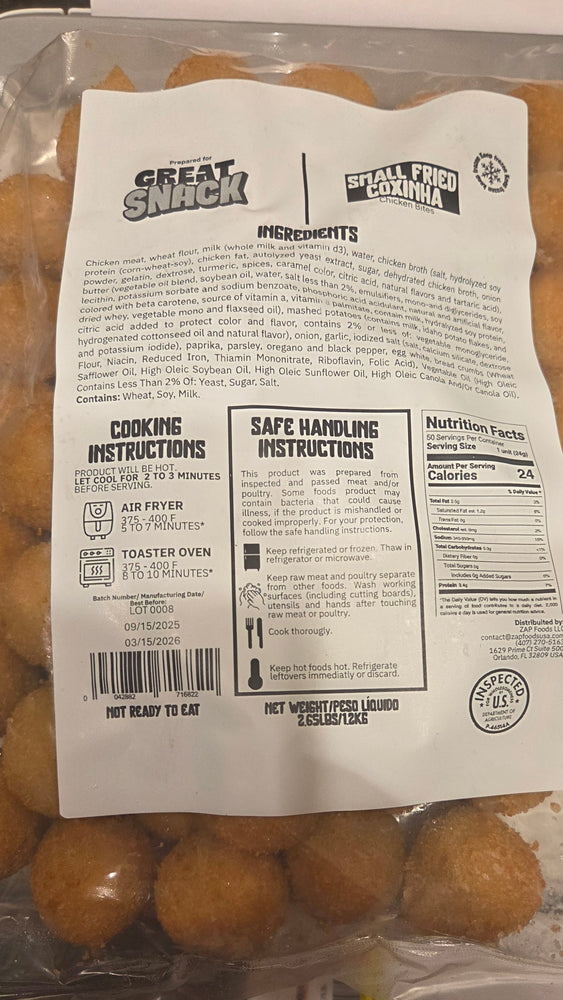 Coxinhas fritas de  festa ,1.200kilos